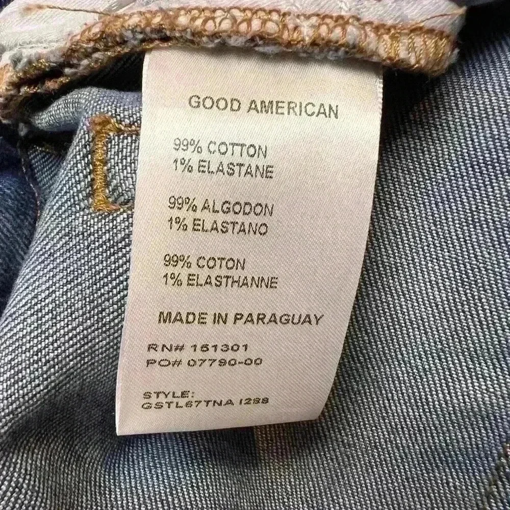 GOOD American Good Straight Legs Raw Hem High Waist Jeans Size 4/27 - Picture 10 of 10